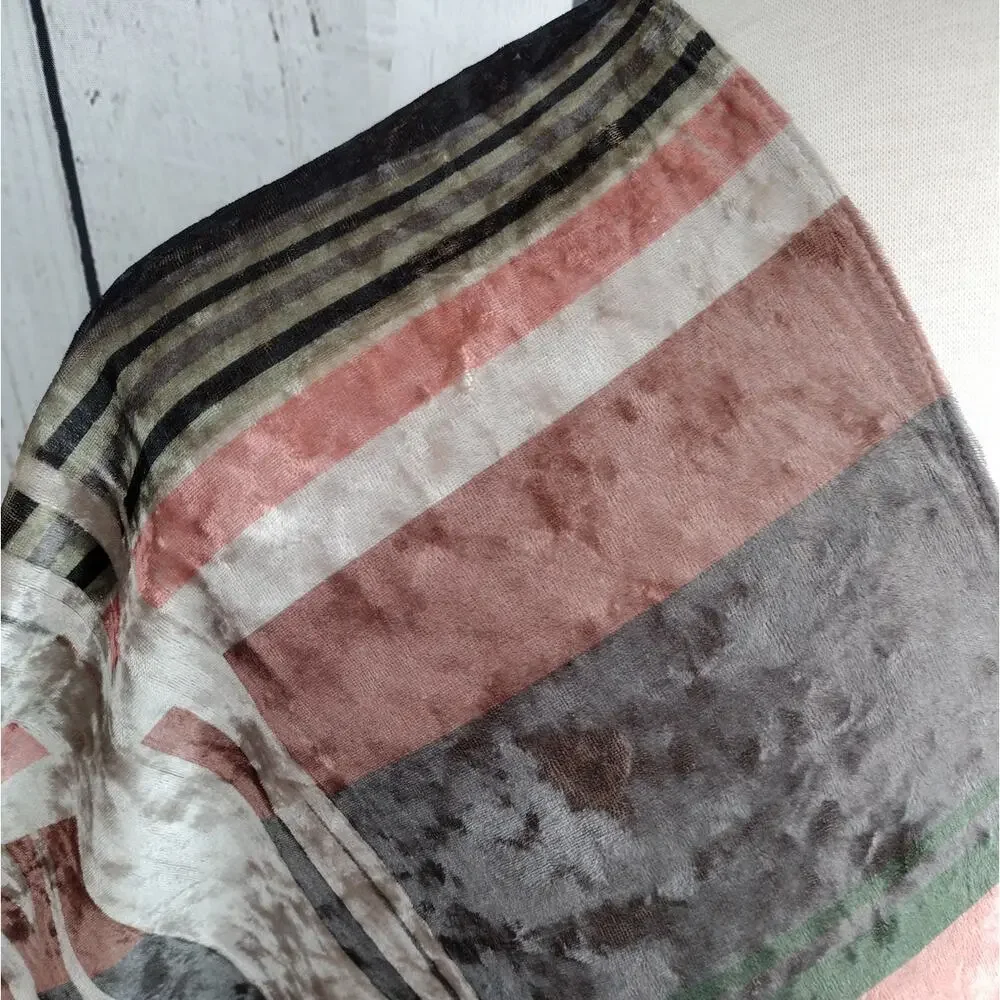 Origami by Vivien GORGEOUS Boho Velvet Velour Striped Open-Front Kimono Topper - Picture 4 of 8